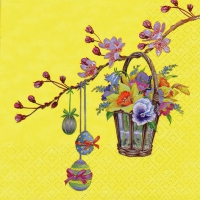 Servietten 33x33 cm - Twig with Wicker Basket yellow