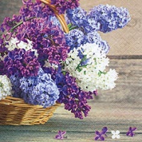 Servietten 33x33 cm - Panier de Fleurs Lilas Servietten 33x33 cm - Panier de Fleurs Lilas