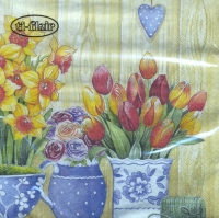 Servietten 33x33 cm - Macetas con Flores Primavera Servietten 33x33 cm - Macetas con Flores Primavera