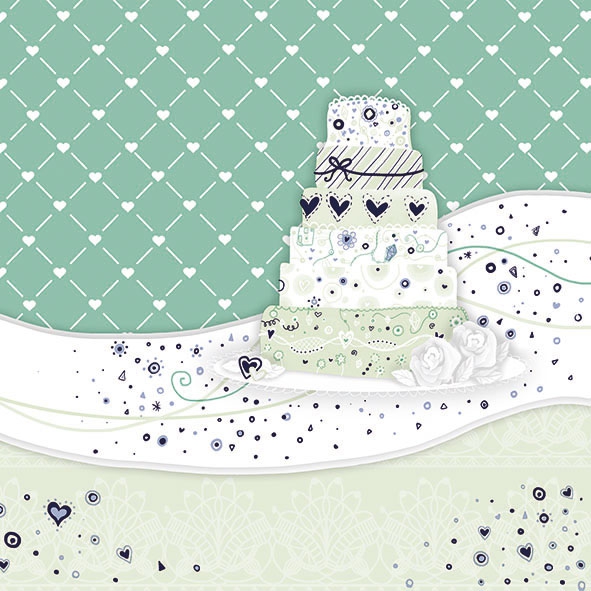 Servietten 33x33 cm - Sweet Cake Green