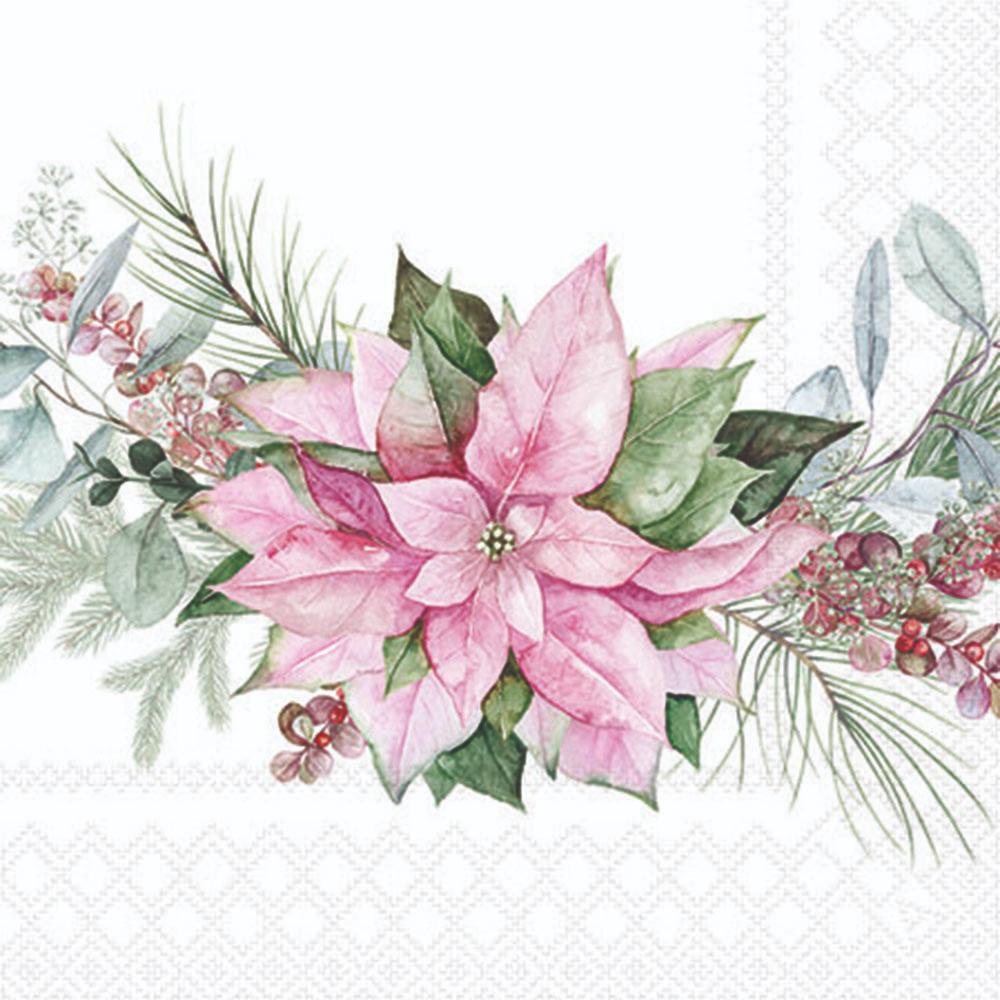 Servietten 25x25 cm - Pink poinsettia | Servietten Wimmel