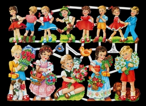 Glanzbilder - Kinder mit Blumen