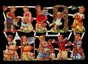 Glanzbilder - Kinder mit Tieren