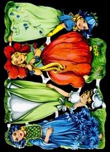 Glanzbilder - Blumenkinder, Mädchen, Blumen Glanzbilder - Blumenkinder