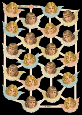 Glanzbilder mit Silber-Glimmer - 20 Engelköpfe