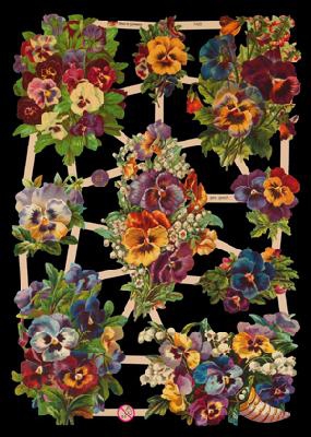 Glanzbilder mit Silber-Glimmer - 9 Bilder mit Stiefmütterchen, Glanzbilder mit Silber-Glimmer - 9 Bilder mit Stiefmütterchen