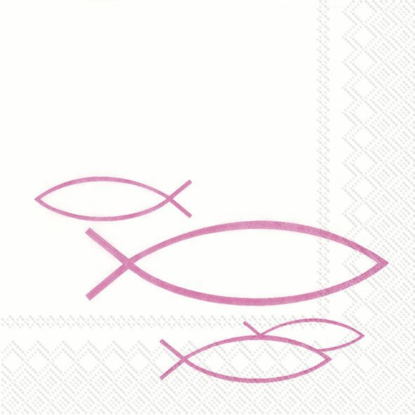 Servietten 25x25 cm - PEACEFUL FISH pink, Fische, pink, Kommunion, Ereignisse Servietten 25x25 cm - PEACEFUL FISH pink