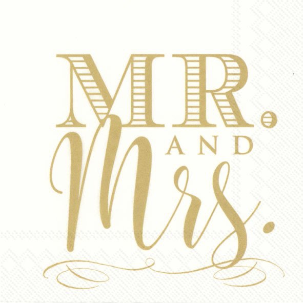 Servietten 25x25 cm - MR. AND MRS. gold, Hochzeit, Schriften, Ereignisse Servietten 25x25 cm - MR. AND MRS. gold