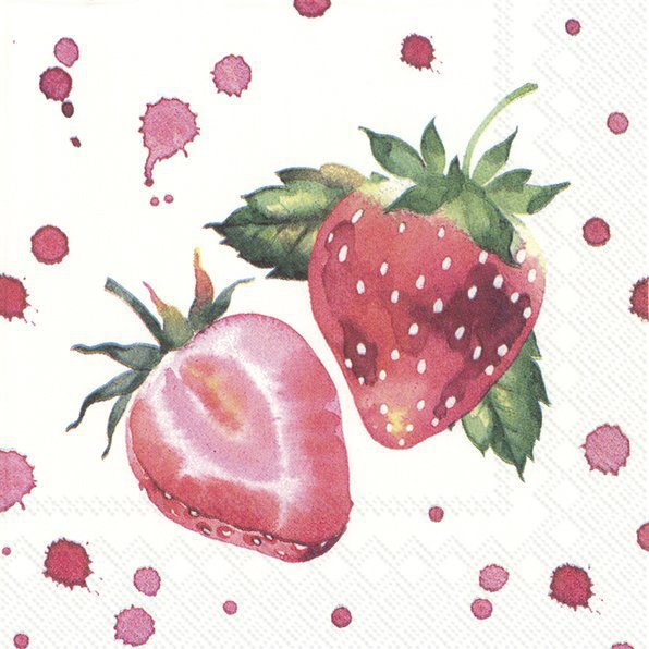 Servietten 25x25 cm - SOFT STRAWBERRIES, Erdbeeren, Früchte Servietten 25x25 cm - SOFT STRAWBERRIES