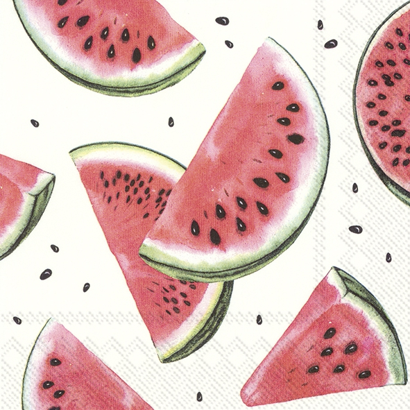 Servietten 25x25 cm - WATERMELON white