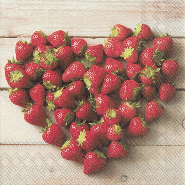 Servietten 25x25 cm - HEART OF STRAWBERRIES
