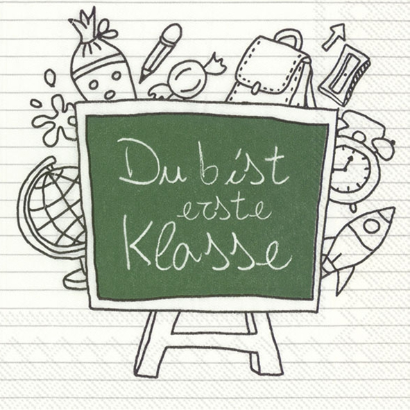 Servietten 25x25 cm - BACK TO SCHOOL green