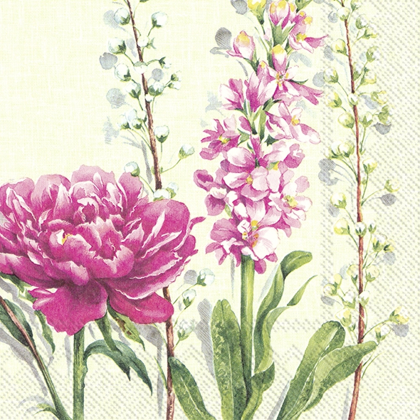 Servietten 25x25 cm - PFINGSTROSE light green