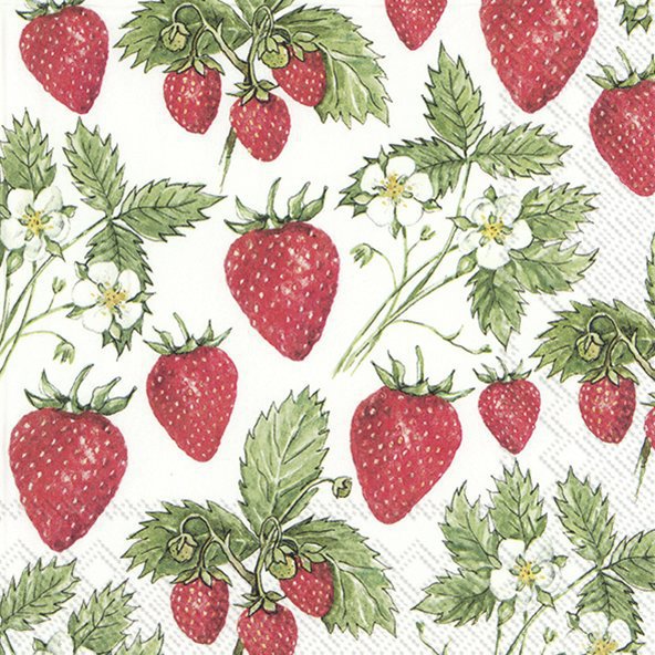 Servietten 33x33 cm - DELICIOUS STRAWBERRIES, Erdbeeren, Früchte Servietten 33x33 cm - DELICIOUS STRAWBERRIES