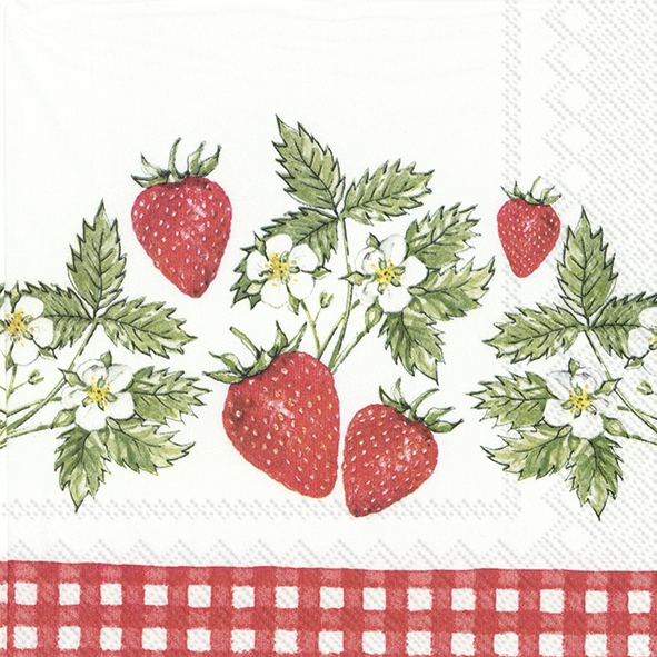 Servietten 33x33 cm - STRAWBERRIES IN LOVE
