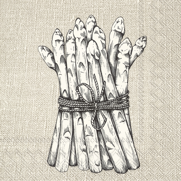 Servietten 33x33 cm - BUNCH OF ASPARAGUS