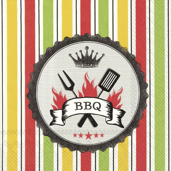 Servietten 33x33 cm - BBQ red green