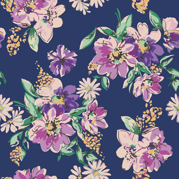 Servietten 33x33 cm - Flower Meadow Pattern  Dark Blue
