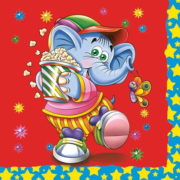 Servietten 33x33 cm - Elephant with Popcorn