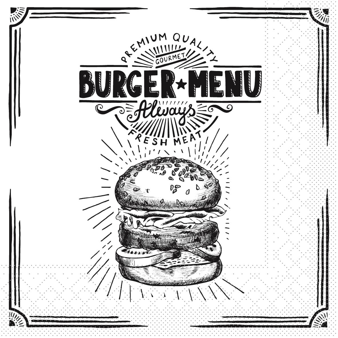 Tissue Servietten 33x33 cm - Burger Menu
