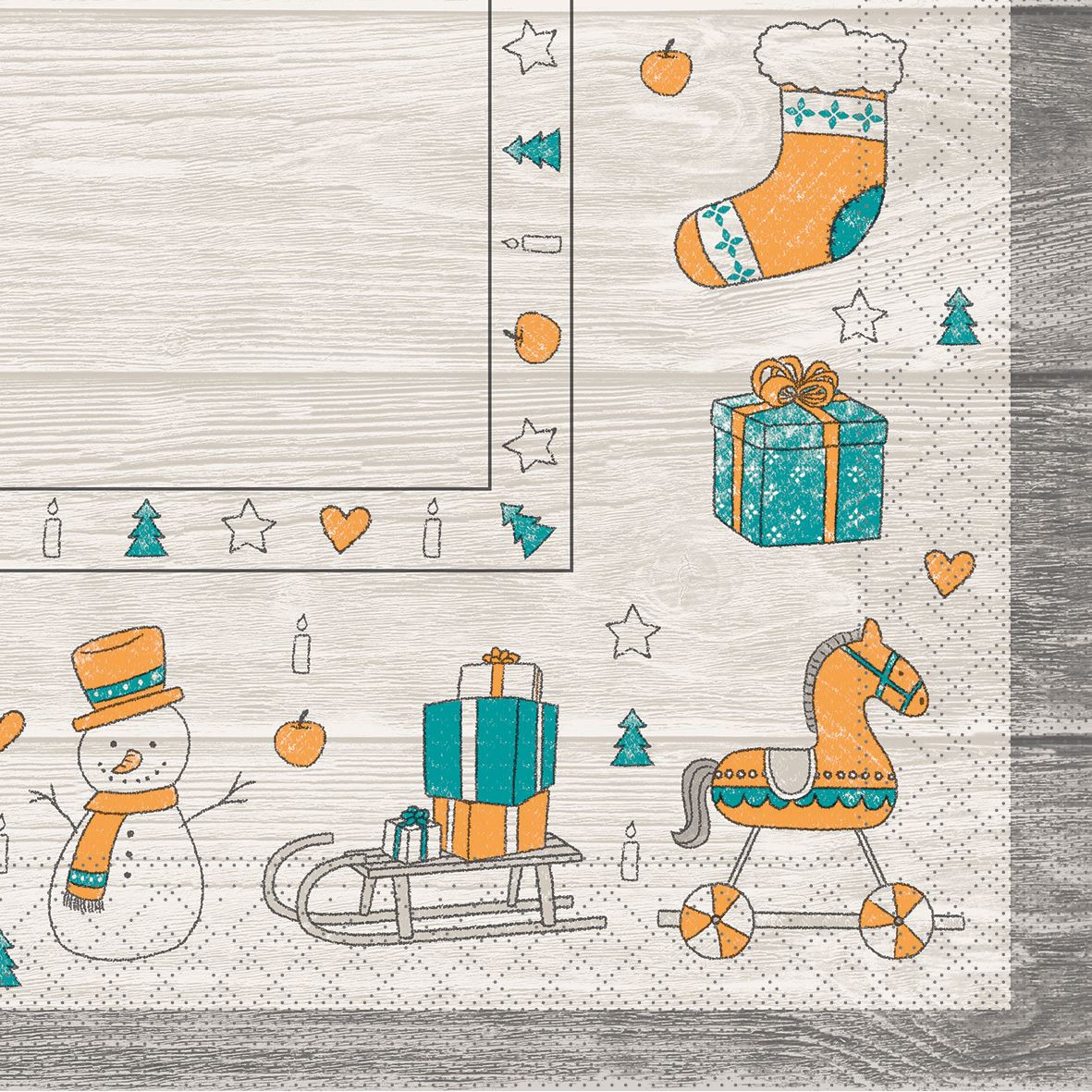 Tissue Servietten 40x40 cm - Grace  (grau/curry/türkis)