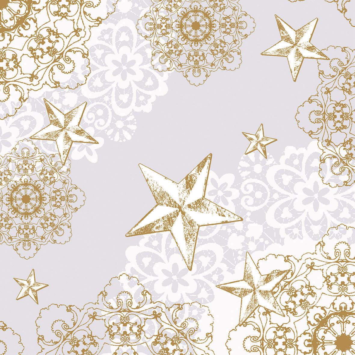 Linclass Servietten 40x40 cm - STERNENSCHEIN grau-gold