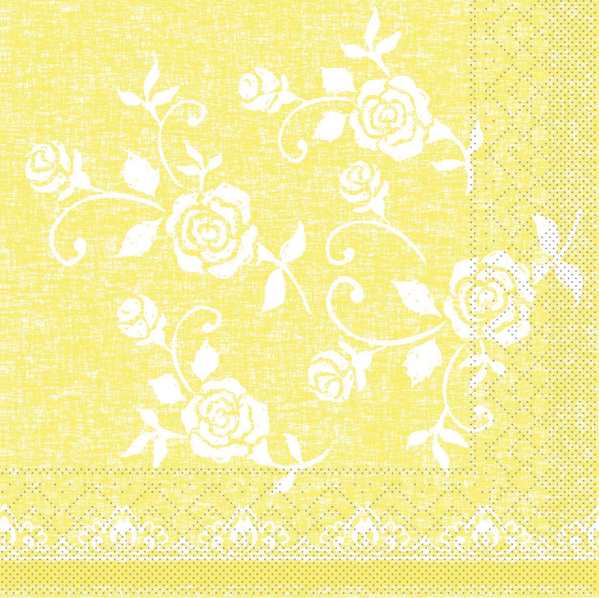 Tissue Servietten 33x33 cm - Lace  (gelb)