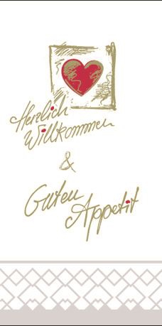 Tissue Servietten 40x40 cm - Herzl. Willkommen & Guten Appetit (1/8)