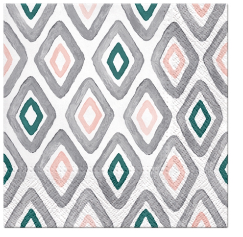 Servietten 33x33 cm - Watercolor Rhombus ROSA