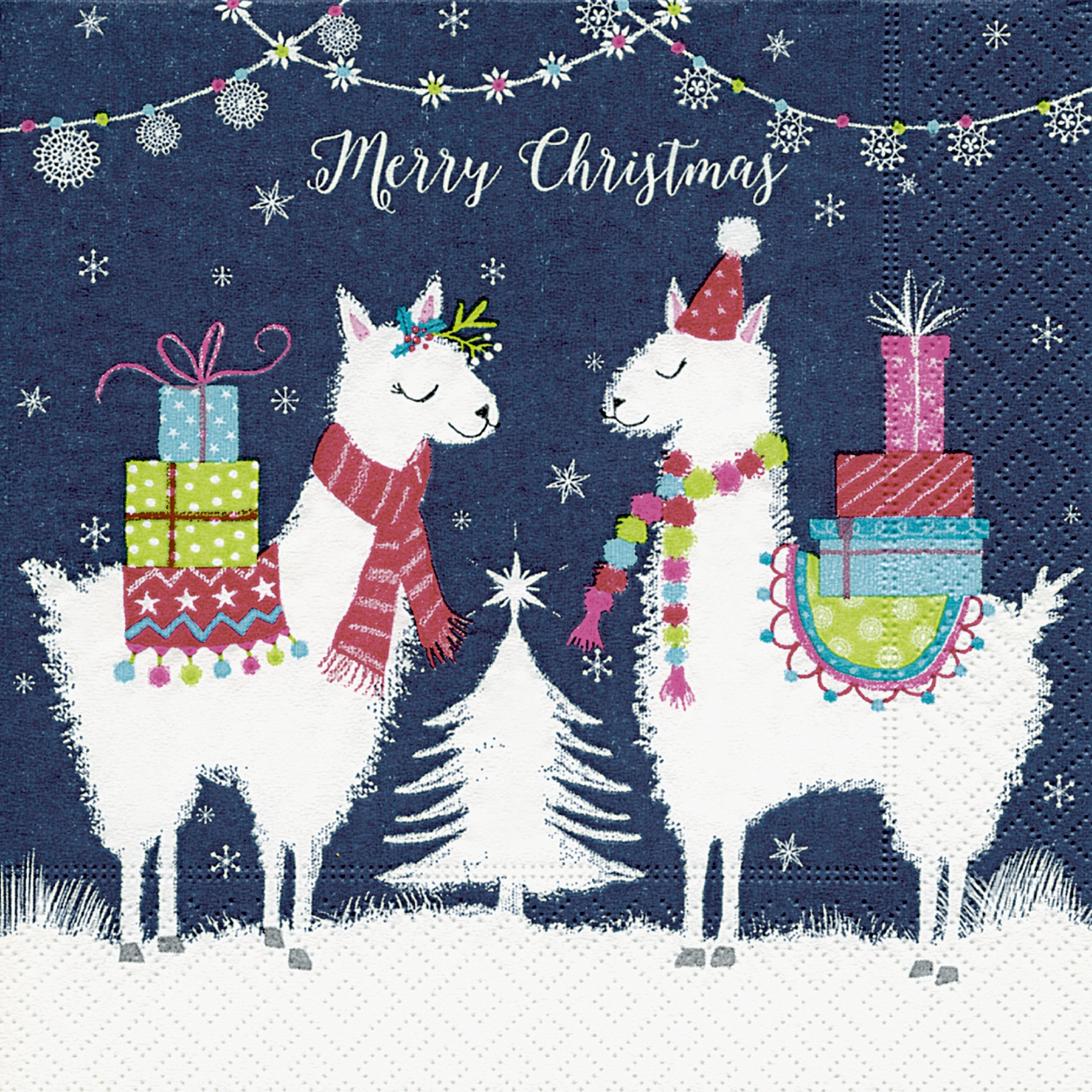 Serviettes 25x25 Cm Lama Xmas