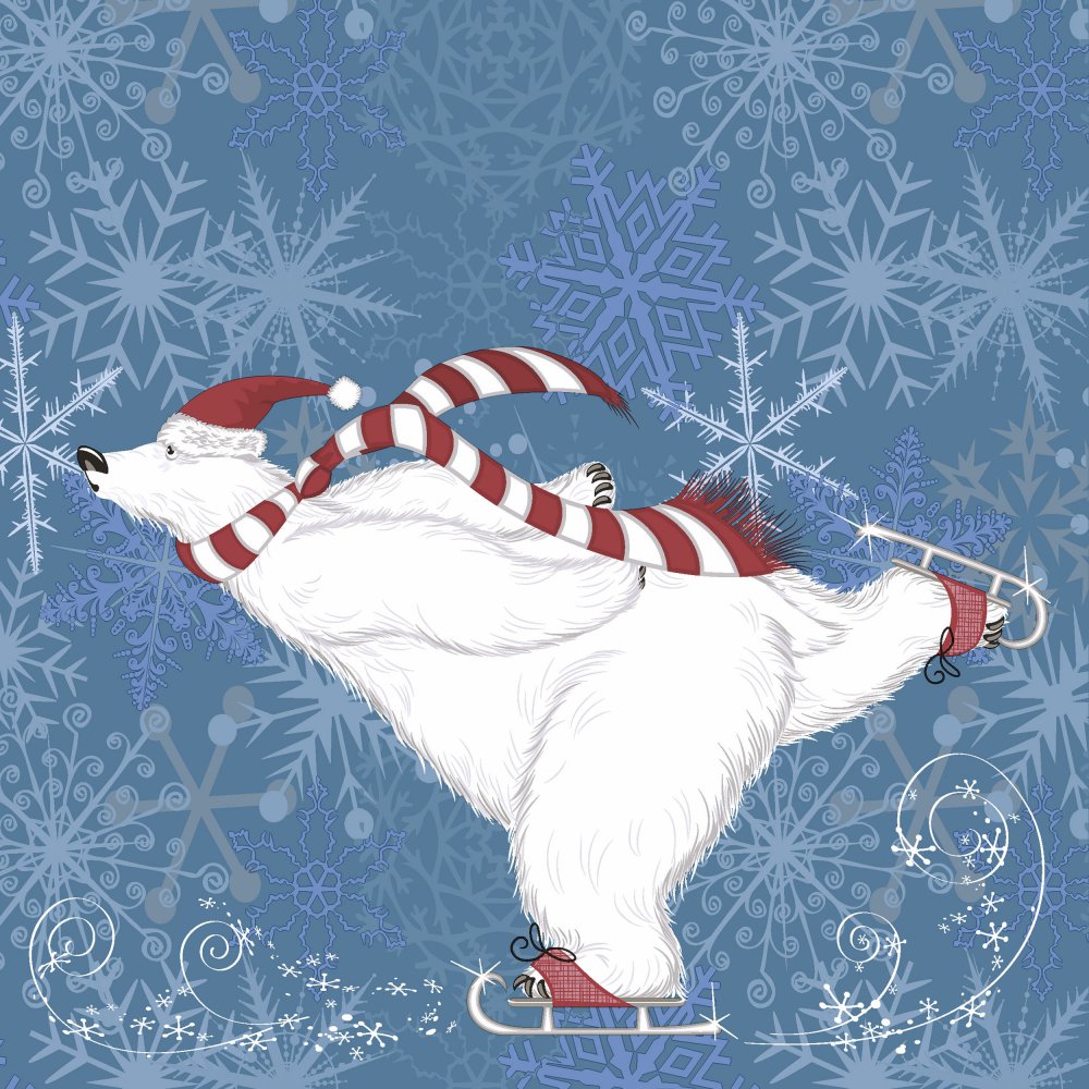 Servietten 33x33 cm - Polarbear skate