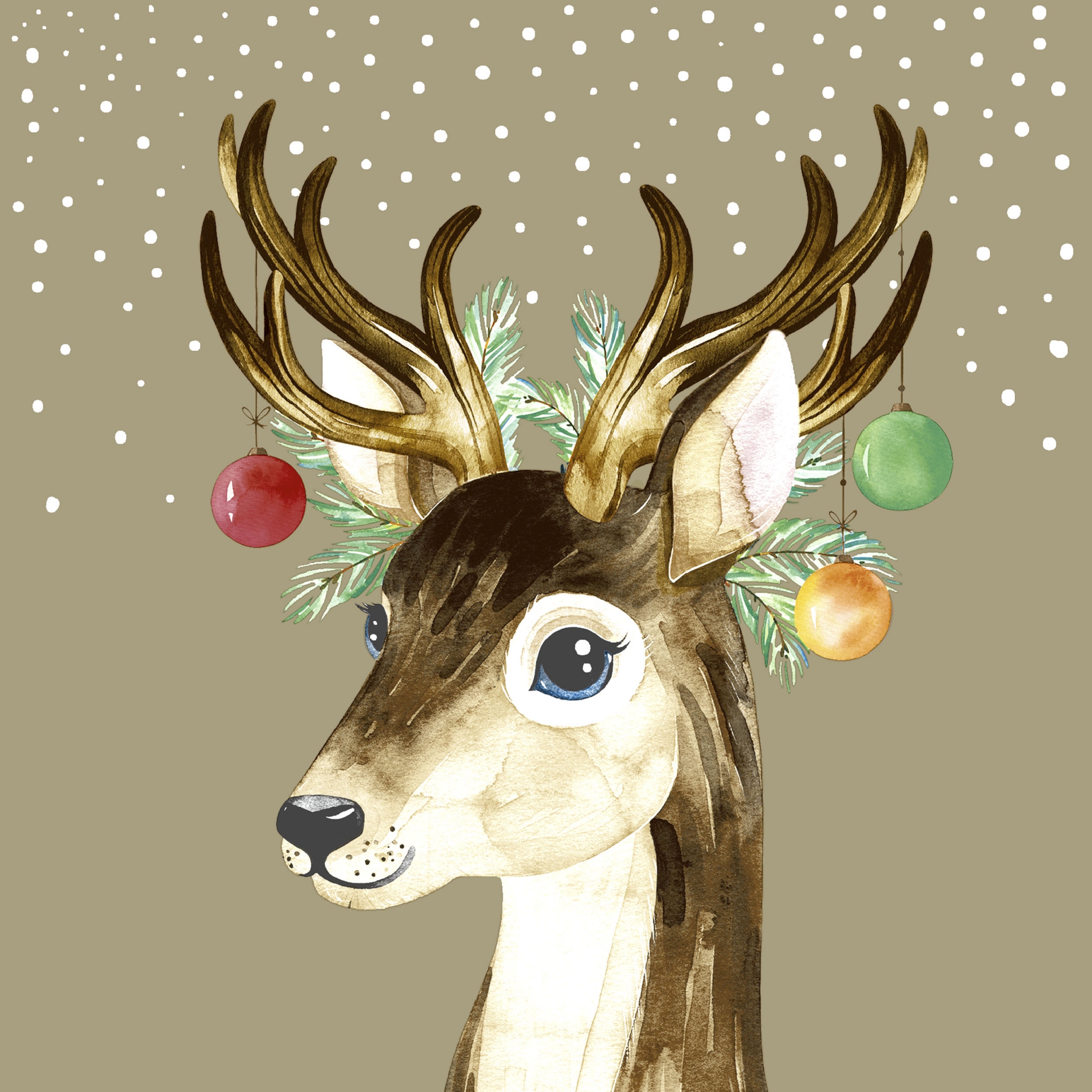 Servietten 24x24 cm - Deer Baubles