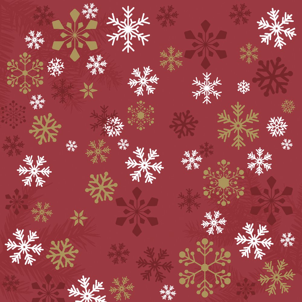 Servietten 24x24 cm - Traditional snow red