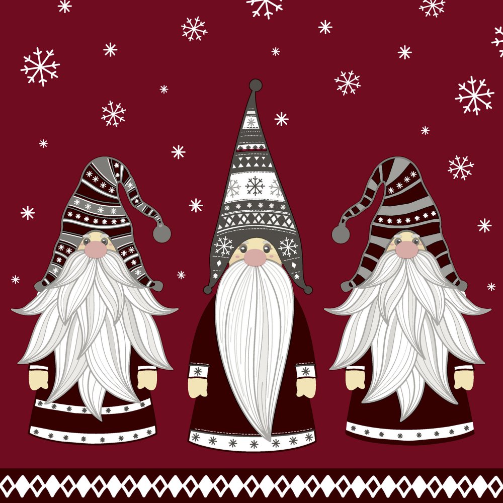 Servietten 24x24 cm - Gnomes