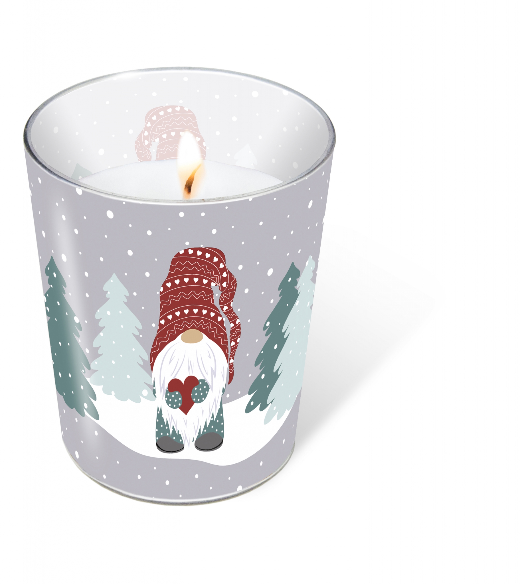 Glaskerze - Tomte in forest