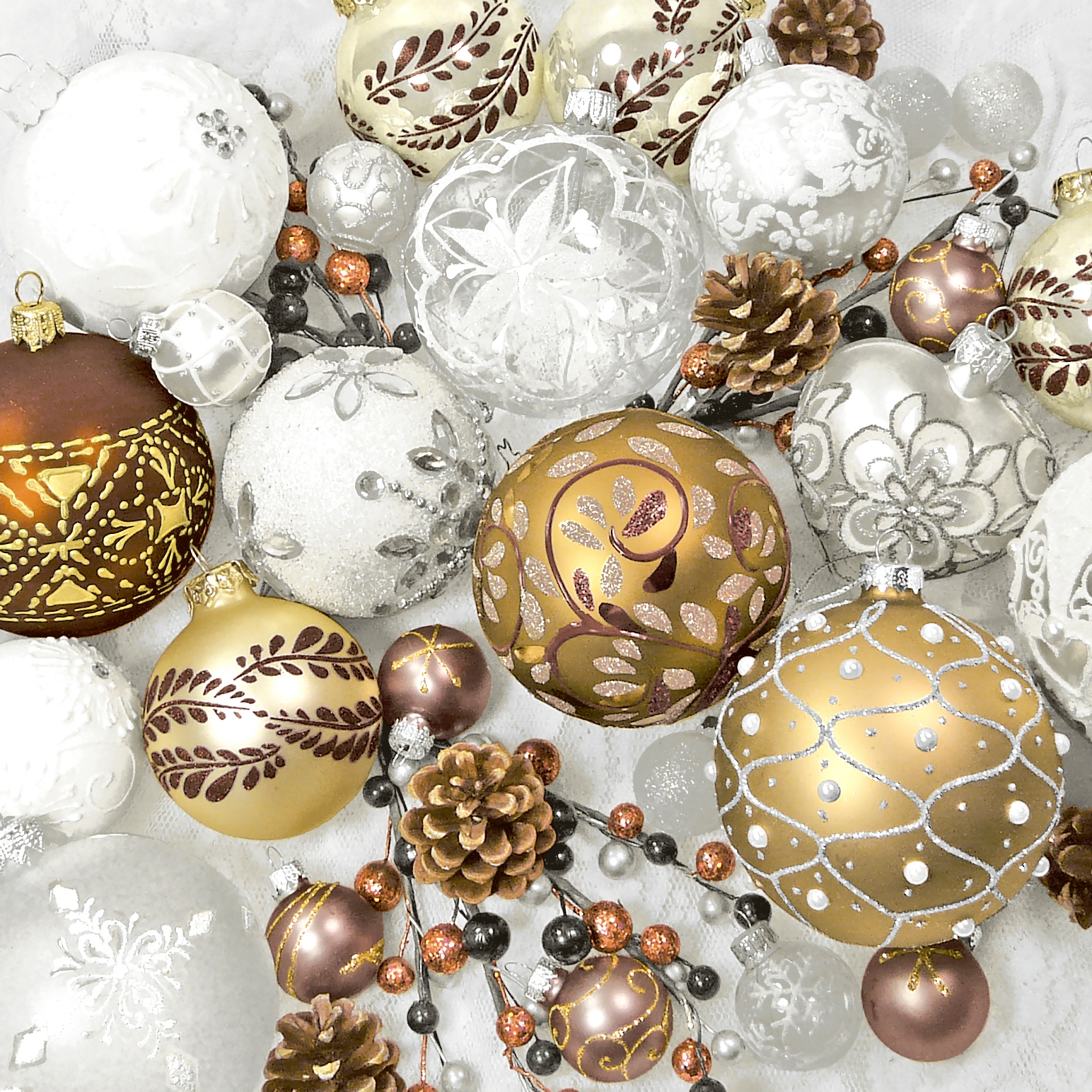 Servietten 33x33 cm - Shiny baubles