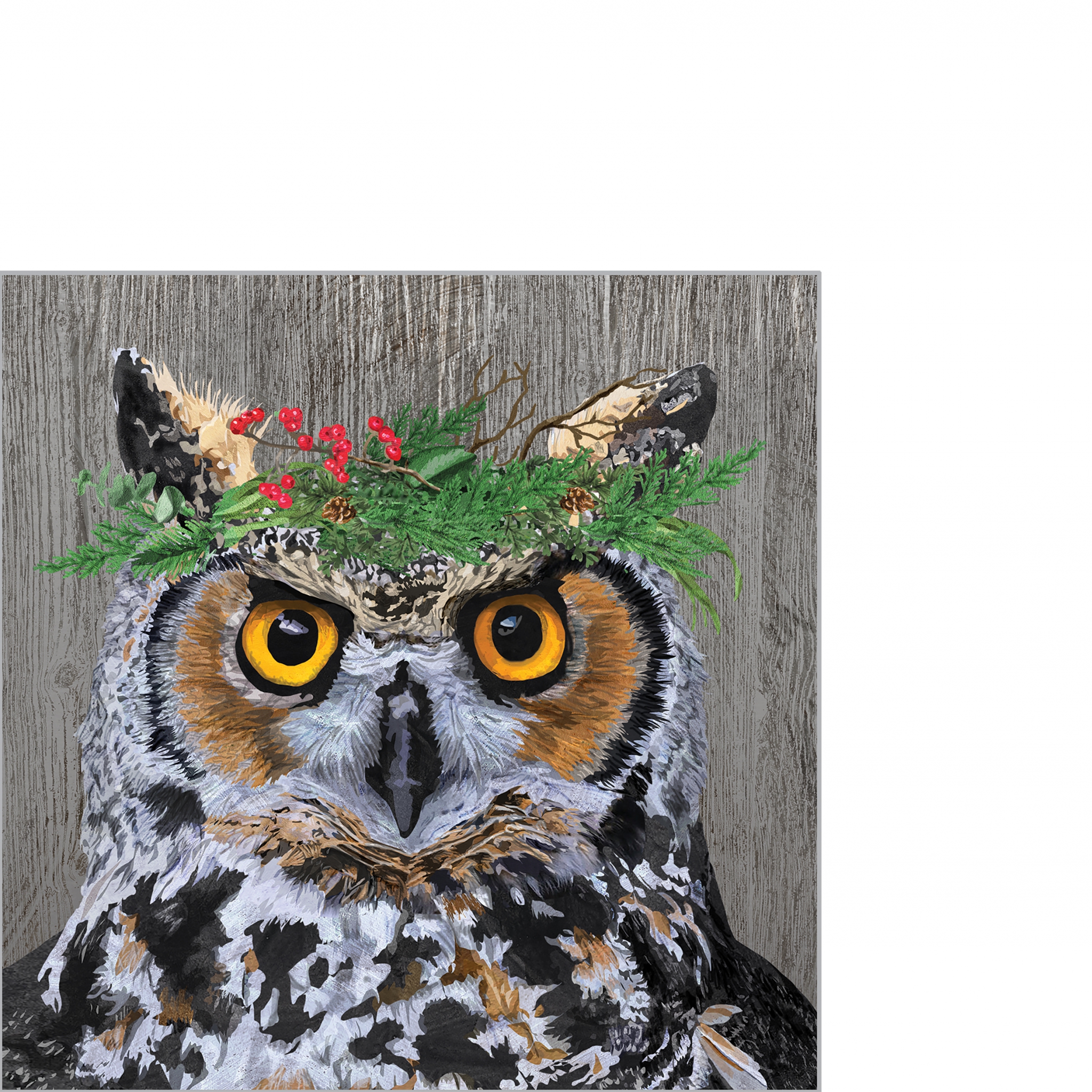 Servietten 25x25 cm - Winter Berry Owl