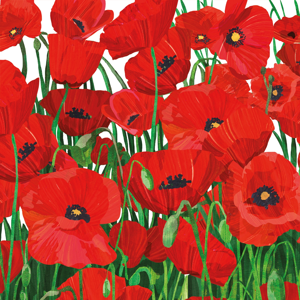Servietten 33x33 cm - Red Poppies, Mohn, Blumen Servietten 33x33 cm - Red Poppies