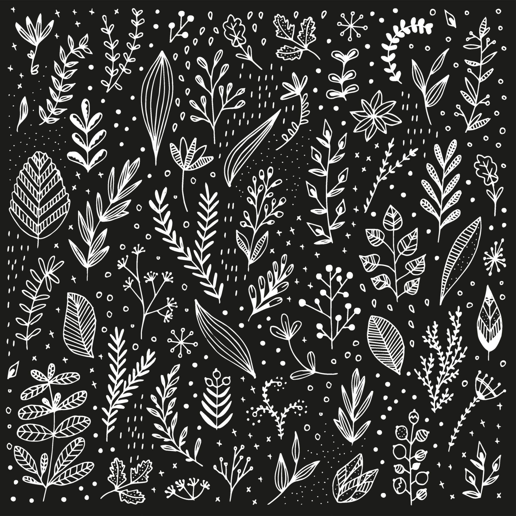 Servietten 33x33 cm - Pure Leaflet black