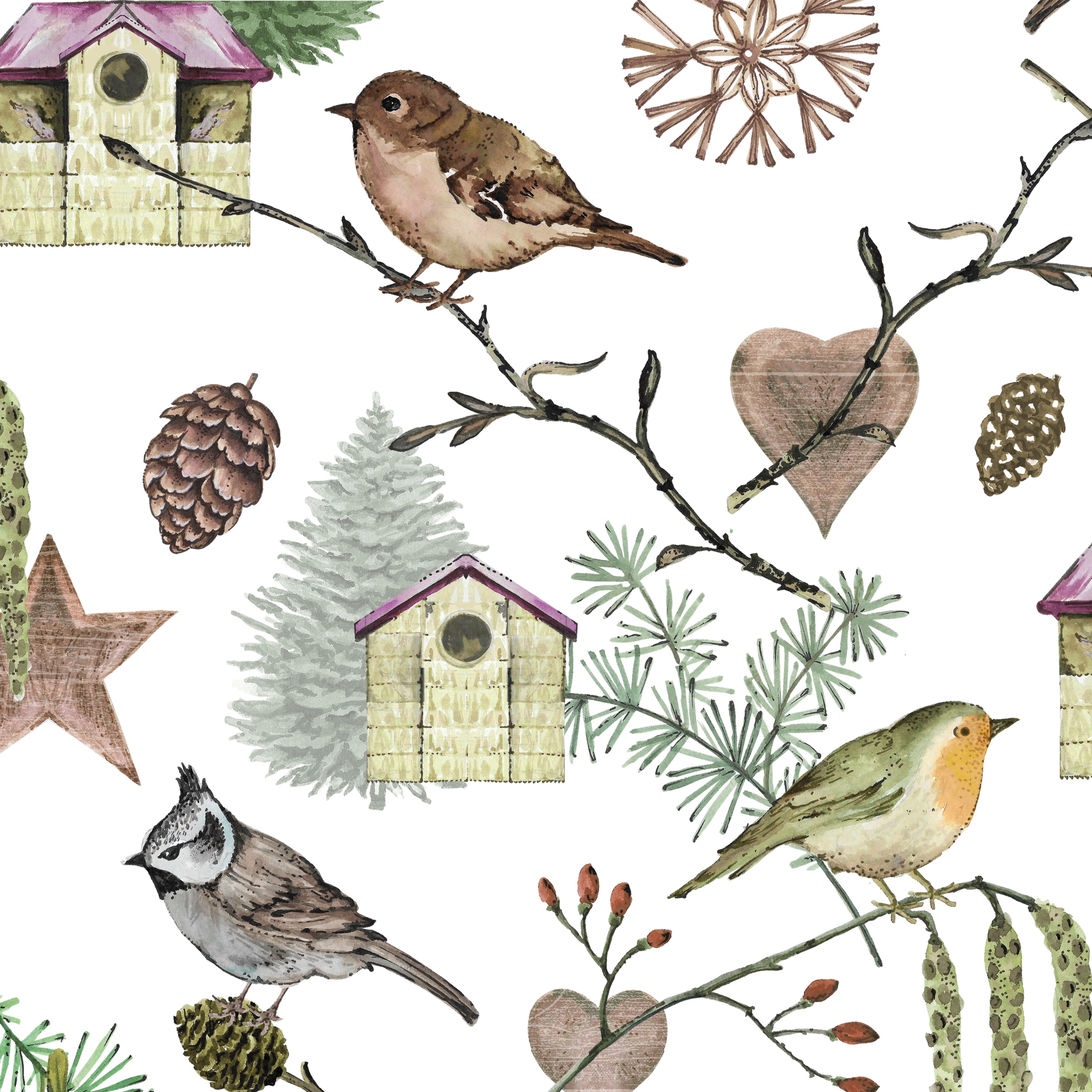 Servietten 33x33 cm - Bird Land