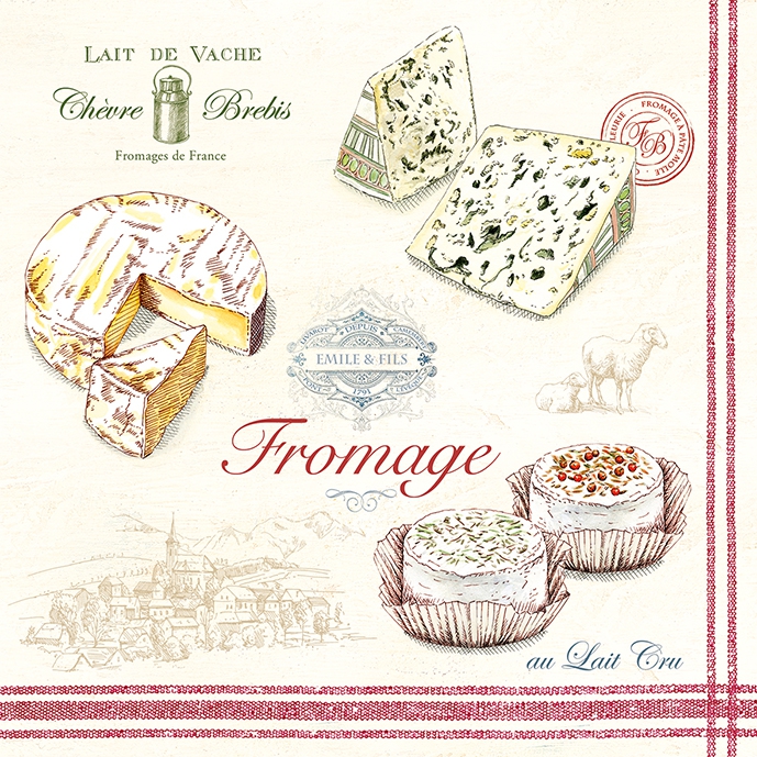 Servietten 33x33 cm - Fromage