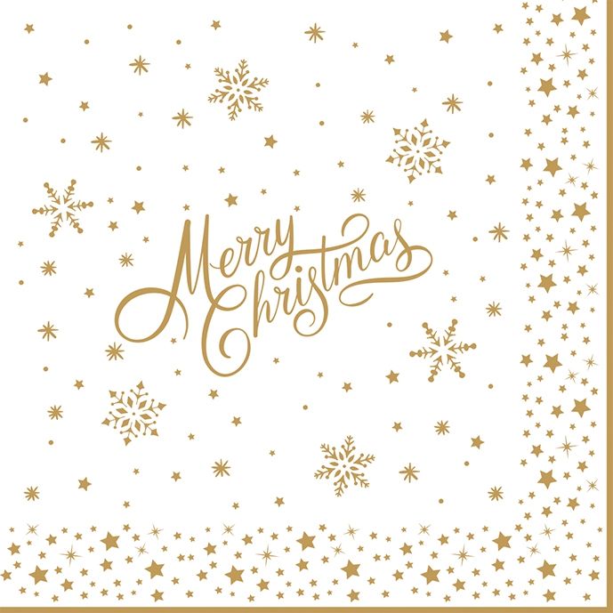 Servietten 33x33 cm - Golden Christmas