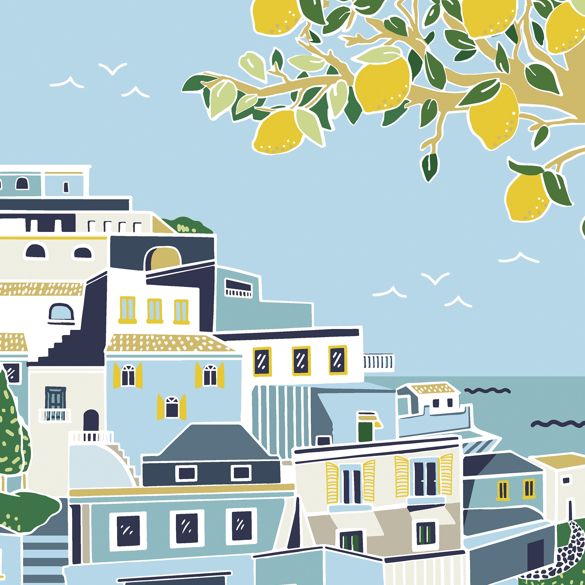 Servietten 33x33 cm - Coffee Mania - SEAD, Zitronen, Häuser, Mediteran, Südfrüchte, Regionen, Früchte Servietten 33x33 cm - Coffee Mania - SEAD